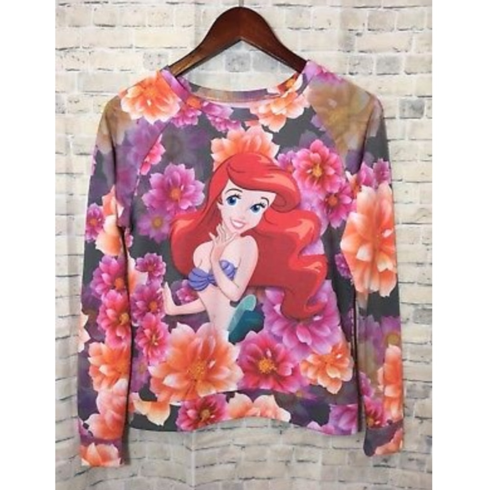 Ariel Little Mermaid Floral Sweatshirt Sweater